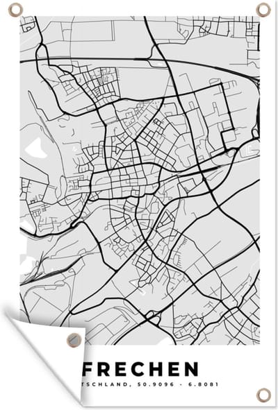 Muurdecoratie Stadskaart - Plattegrond - Kaart - Duitsland - Frechen - 120x180 cm - Tuinposter - Tuindoek
