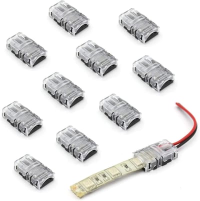 Set van 10 2-pins LED stripconnectoren voor 8mm waterdichte enkelkleurige 3528 2835 LED strips, snelle aansluiting zonder draadstrippen