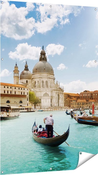 Gards Tuinposter Basiliek San Marco in Veneti� op het Water - 100x150 cm - Tuindoek - Tuindecoratie - Wanddecoratie buiten - Tuinschilderij