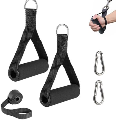 OUYLAF Strap handle - strap handle fitness - Fitness Handvat - Cable Handle - Cable Crossover - Fitness - Zwart - 2 Karabijnhaken (1 paar)