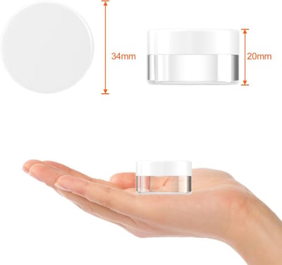 Candala - potjes, 10 g, 10 ml, crèmepotje, leeg potje, transparante potjes met schroefsluiting, potjes met stickers, ideaal voor make-up, crèmes, lotions, mini-kaarsen, wit, 60 -