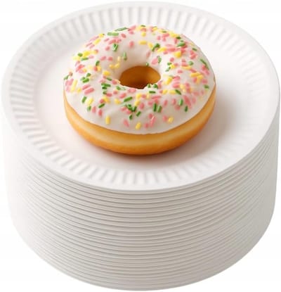borden 15 cm, 100 stuks, wegwerpborden, dessertborden, rond, stevige papieren borden, feestservies, milieuvriendelijk, biologisch afbreekbaar