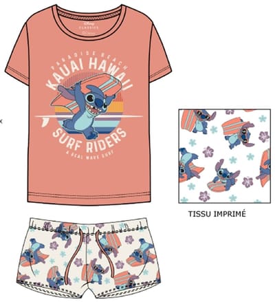 Disney Lilo & Stitch Shortama Dames Katoen Zalm Maat S
