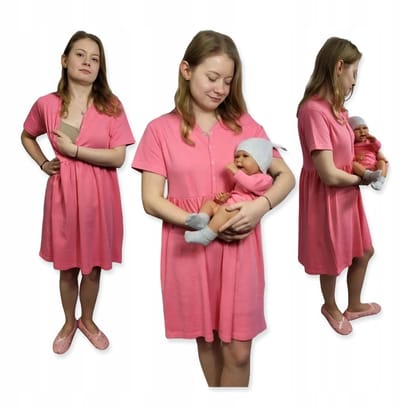 Dartomik Abcdefg-baby - Nachtjapon - Borstvoeding - Korte Mouw - Koraal