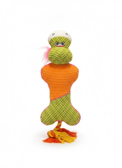 Hondenspeeltje voor Honden en Puppy's - Interactieve Knuffel met Pieper en Flostouw - Zacht Corduroy Speelgoed voor Trekspelletjes en Apporteren - Ideaal Bijtspeelgoed voor Kleine tot Middelgrote Honden - animalking Octopus Knuffel - Oranje / Groen