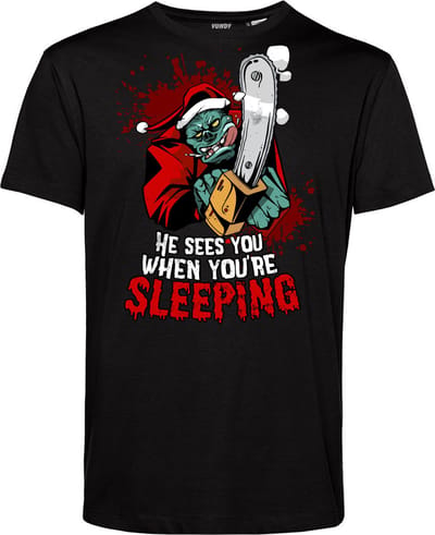 T-shirt Monster Santa | Foute Kersttrui Dames Heren | Kerstcadeau | Kerstpakket | Zwart | maat XS