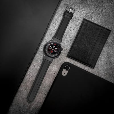 kwmobile horlogeband geschikt voor OnePlus Watch 3 / 2 / 2R / Oppo Watch X2 -Armband voor fitnesstracker van leer in zwart