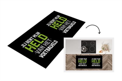 Keukenloper - Loper keuken - Jij bent mijn held van het voetbalveld - Spreuken - Quotes - Voetbal - 120x60 cm - Keukenloper vinyl
