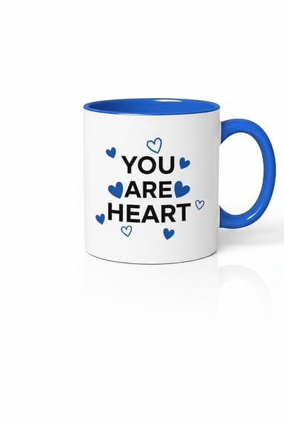 Mok 'You Are Heart' met Blauwe Harten - Liefde Cadeau Wit/Blauw