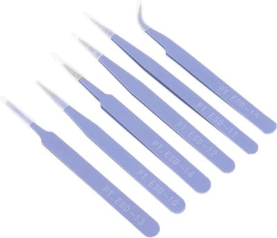 Pincetten Set - Pincet Voor Precisie - Hobby Werk - Roestvrij Staal - 6 Stuks - Paars