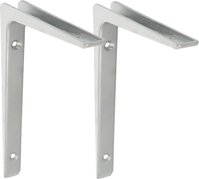 AMIG Plankdrager/planksteun - 2x - aluminium - gelakt zilvergrijs - H200 x B150 mm - boekenplank steunen