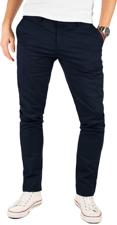 Yazubi Heren Chinobroek Kyle – Slim Fit – Katoen Stretch – Donkerblauw – 5-pocket