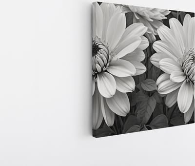 Saammp Canvas Schilderij - Zwart witte Bloemen - Natuur - Abstract - 20x20 - Foto op canvas - Wanddecoratie - Muurdecoratie Woonkamer - Kantoor Decoratie