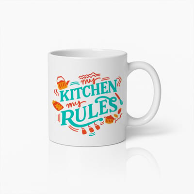 Kitchen My Rules Mok – 330 ml Grappige Kook Koffiebeker – Perfect Cadeau voor Koks, Thuiskoks en Etenliefhebbers