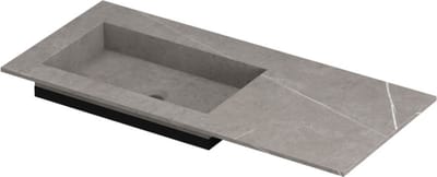 INK Post wastafel in keramische slab met envelop bodem wasbak links zonder kraangat 100x45x1cm, armani grey mat