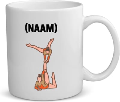 Akyol - acroyoga 2 vrouwen met je eigen naam koffiemok - theemok - Acrobatiek - mensen die acrobatiek/acroyoga beoefenen - acrobaat - acroyoga - mensen die houden van acrobatiek - verjaardag - cadeau - kado - geschenk - gift - 350 ML inhoud