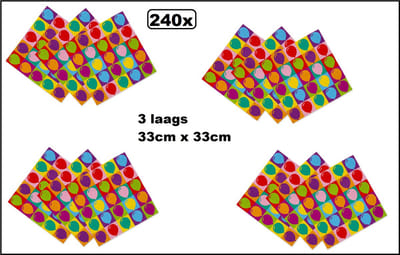 240x Servetten Pop party 33cm x 33cm - 3 laags - Ballonnnen thema feest verjardag