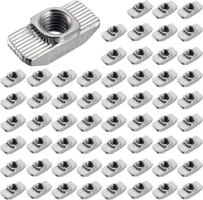 Hammer Head Moeren 60 Stuks M6 Draad voor 3030 Profiel en T-Groef Bevestiging - Carbon Staal T-Sloten Moeren voor Aluminium Profiel Extrusie