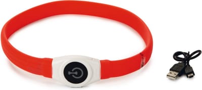 Beeztees Safety Gear Glowy - Hondenhalsband - USB - Rood - 65x2,5 cm