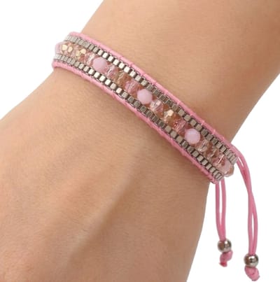 Roze kralen armband dames vriendschaps armband verstelbare koord armband met glaskralen bohemian stijl handgemaakte geweven armband festival sieraden en casual mode accessoires