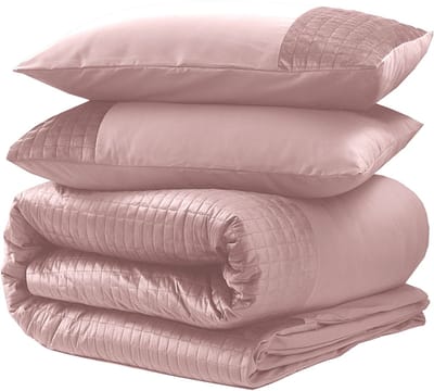 Sleeptime Dekbedovertrek Velvet Band Roze - Tweepersoons 200 x 200/220 cm + 2 kussenslopen