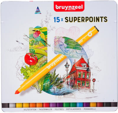 Viltstift bruynzeel creatives superpoints 15st ass | 6 stuks