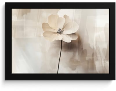Poster in lijst - Fotolijst 30x20 cm - Posters - Bloem - Beige - Verf - Schaduw - Posterlijst zwart - Decoratie - Wanddecoratie woonkamer - Muurdecoratie slaapkamer
