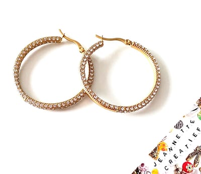 Jeannette-Creatief® - Chic - Oorringen RVS Goud met Strass - Oorringen - RVS - Feest - Party - Chic
