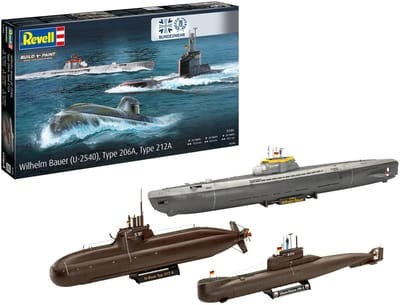 Revell Modelbouwpakket Militaire voertuigen - 05186 - 70 Jaar Bundeswehr - 3 Duitse Onderzeeërs - Exclusieve Jubileumeditie Plastic - 1:144 - Modelbouw
