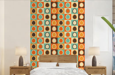 Behang - Fotobehang Retro - Patronen - Ei - Breedte 140 cm x hoogte 220 cm