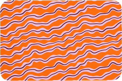 Badmat 90x60 cm - Antislip - Retro - Golvend - Oranje - Badmatten voor badkamer - Badkamermat - Douchemat - Badkamer mat