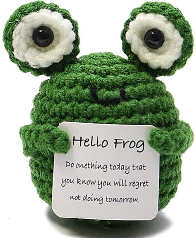 Positive Frog - Gehaakt poppetje kikker - Positieve vriendjes - 8.5cm