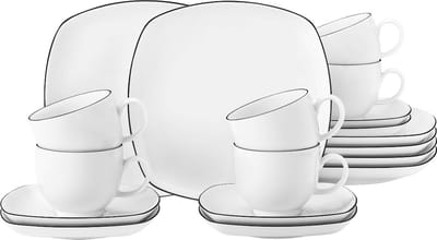 Seltmann Weiden Lido Black Line Koffieset vierkant 18-delig.