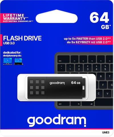 GoodRam - USB Geheugenstick - UME3 - USB 3.2 - 64 GB - Zwart