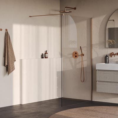 Brauer Oblivion - Inloopdouche - Helder Glas - 110 x 200 cm - incl. Glascoating - PVD Koper Geborsteld