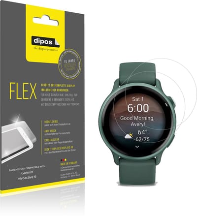 dipos – 2x Beschermfolie geschikt voor Garmin vivoactive 6 | 3D Full Cover Screenprotector | 100% Passend