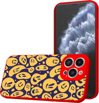 Smartphonica Telefoonhoesje Geschikt voor iPhone 11 Pro met Smiley en Emoji opdruk - TPU Back Cover Case Smiley and Emoji Design - Rood geschikt voor iPhone 11 Pro