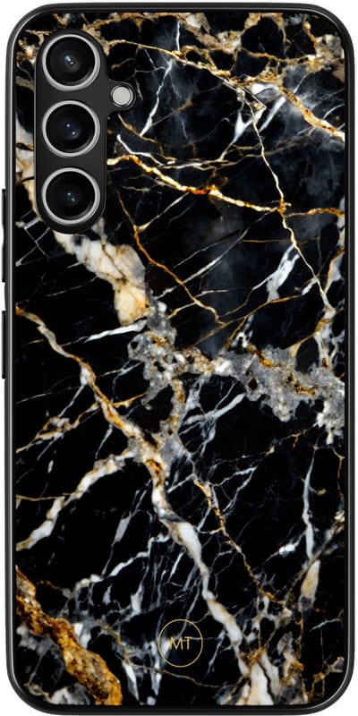 Hoesje geschikt voor Samsung Galaxy A34 - Black marble elegance - TPU Hard Case Backcover - Zwart - Mooie Telefoonhoesjes