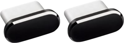 Tweedelige metalen Type-C stofpluggen - Zwart - bescherming voor de oplaadpoort - USB-C oplaadpoortplug - beschermhoes voor mobiele telefoon - stof- en vuilafstotend