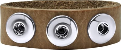 Quiges Dames Leren Armband voor 18mm Drukknopen/Chunks Bruin 18.5-20.5cm - EBM114