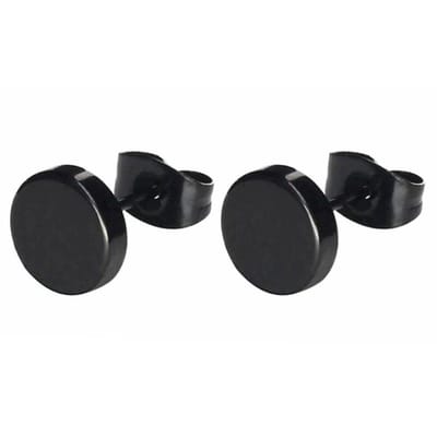 Fako Bijoux® - Oorbellen Dichte Cirkel - Ronde Oorstekers - RVS - Staal - Munt - Zwart - 10mm