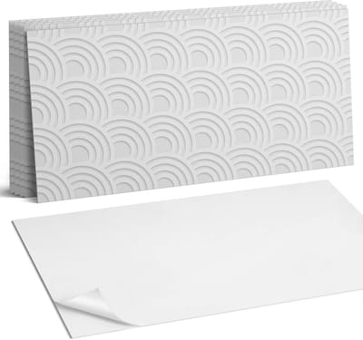 Coloray Plaktegels - Golvende patronen op de achtergrond Wandtegel Zelfklevend - 60 cm x 30 cm - Wit Plaktegels - 6 stuks - Rechthoek PVC Tegels - Plaktegels Keuken - Zelfklevende Vloertegels Badkamer - Vinyl Tegels Zelfklevend - Portugese Tegels