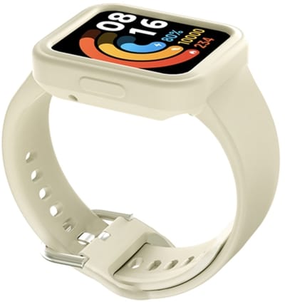 By Qubix - Siliconen band met case - Beige - Geschikt voor Xiaomi Redmi Watch 2 (Lite)
