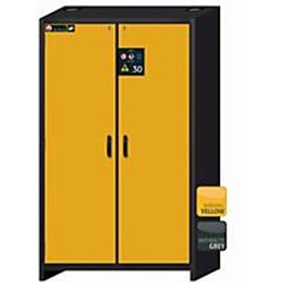 Veiligheidskast type 30 asecos Q-CLASSIC-30, scharnierende deuren, frontale veiligheid geel, B 1164 x D 620 x H 1947 mm