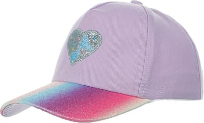 JeiibrZui Meisjes Basecap - Little Star Kinder Serie - 52-54 Cm - Verstelbare Zonnehoed Met Paardenstaartgat - Roze Glitter Hart