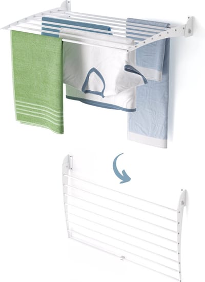 Foxydry Fold 82 cm DOWN - white - wasdroogrek wandmontage clicksysteem - neerwaartse sluiting - 82 x 50 x 10 cm