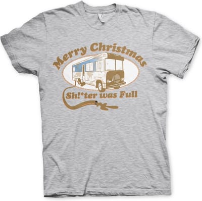 National Lampoon's Christmas Vacation Heren Tshirt -S- Shitter Was Full Grijs