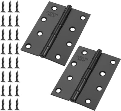 2 Deur Scharnieren van RVS, Piano Scharnier, Zwart, 100 x 70 x 1 mm, Inclusief 18 Schroeven, Duurzame Hardware voor Deuren en Meubels