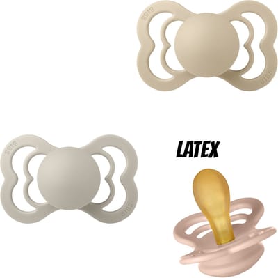 Bibs Supreme Latex Fopspeen 0-6 maand set 3 stuks Vanilla,Sand en blush maat 1