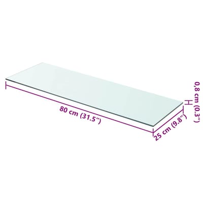 vidaXL - Wandschap - transparant - 80x25 - cm - glas